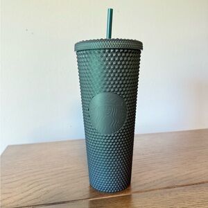 Starbucks Matte Dark Green Studded Cold Cup with Straw